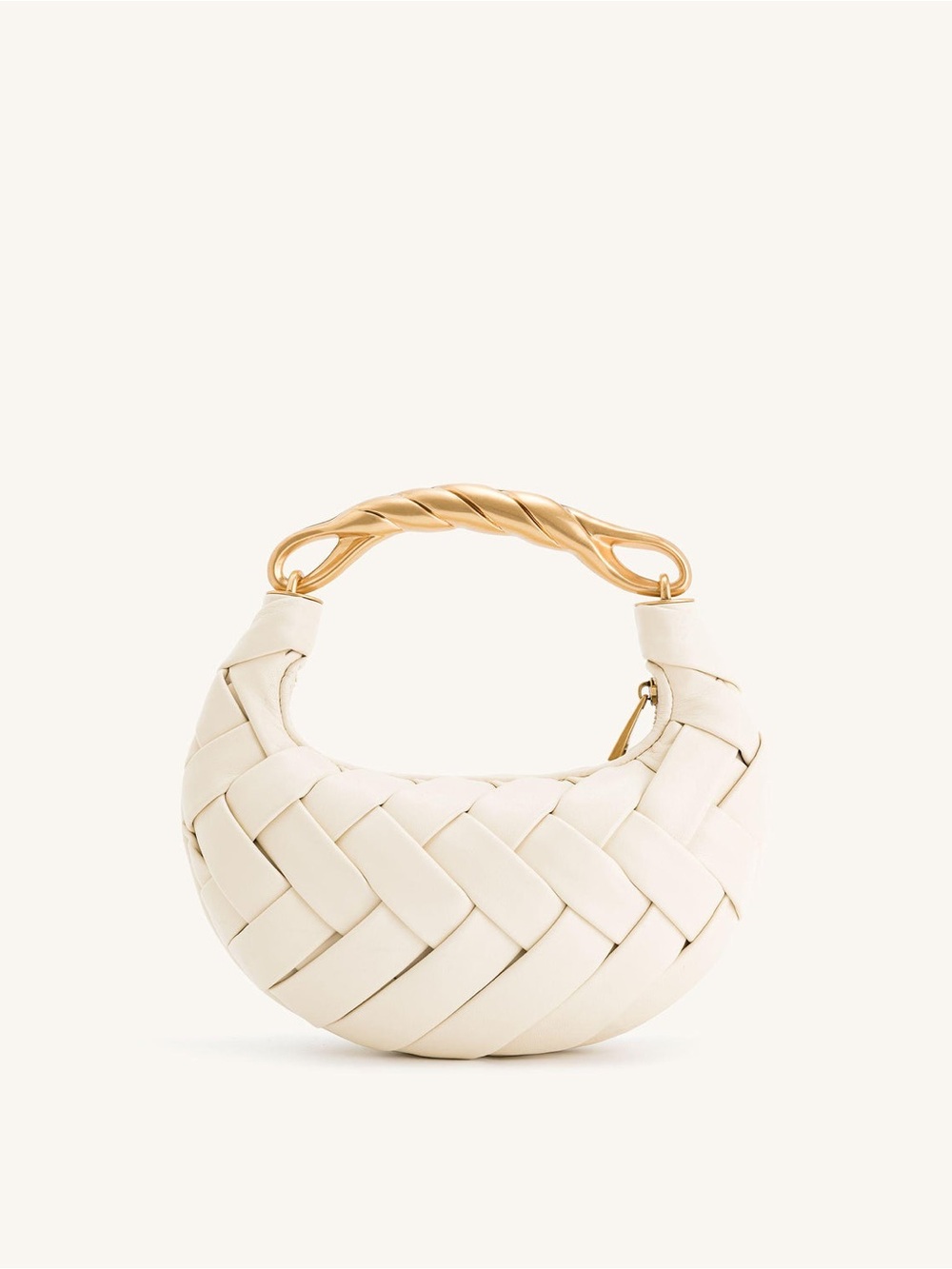 JW PEI Woven Crescent Shoulder Bag in Cream with Gold Handle